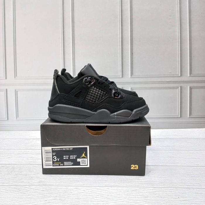 SEPATU KIDS NIKE AJ 4 RETRO ALL BLACK ORIGINAL
