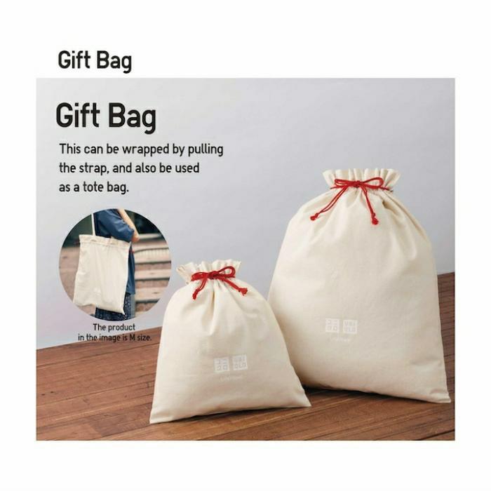 UNIQLO Tas Kado Serut Gift Bag Tas Belanja Tote Bag Katun Eco Friendly Original Jastip