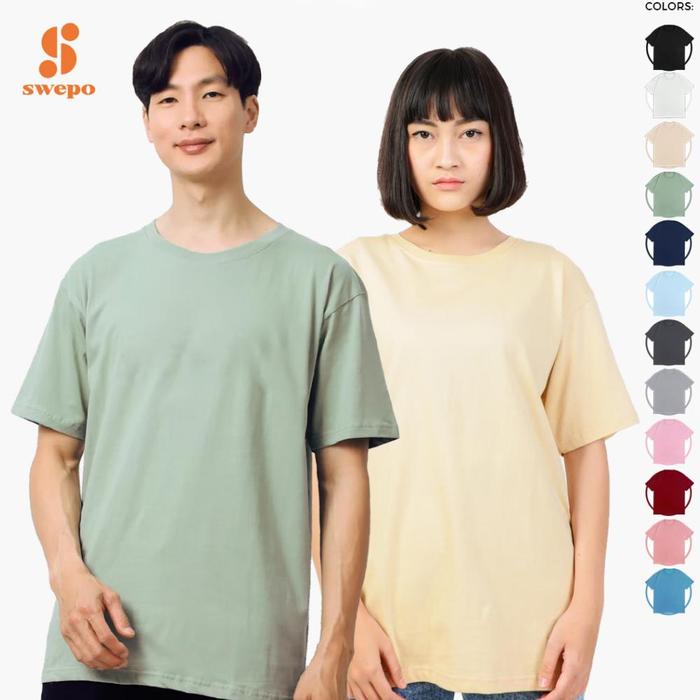 Borong Swepo Kaos Pendek Polos 100% Cotton Pria Dan Wanita Size Dari Anak Sampai Jumbo Xxxl