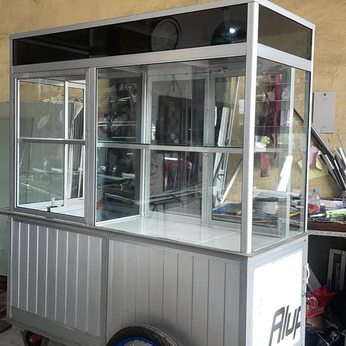 Gerobak Alumunium Dorong Keliling Roda Motor 150cm