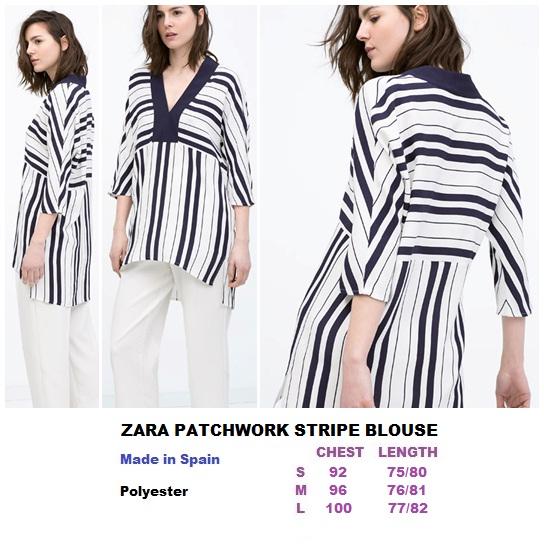 ZARA PATCHWORK STRIPE BLOUSE FACTORY OUTLET BRANDED
