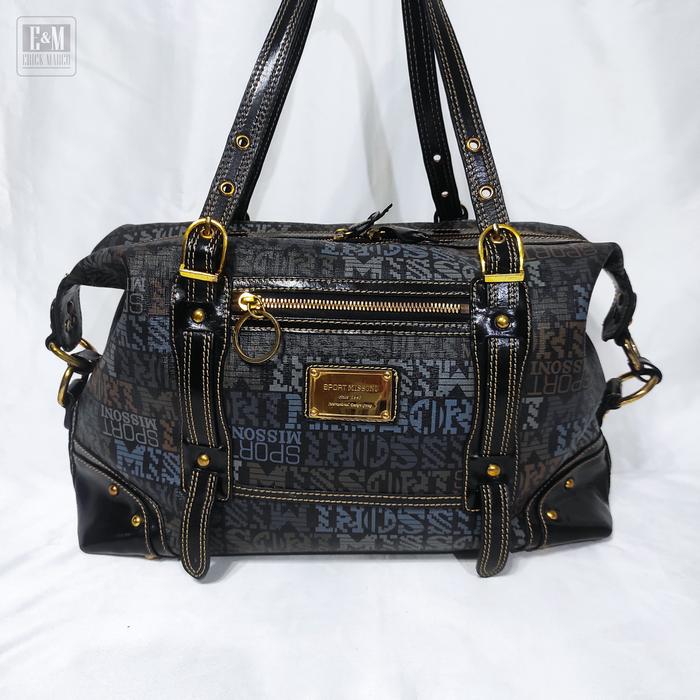 Sport Missoni Monogram Black PVC mixed Kulit Tote Bag Preloved