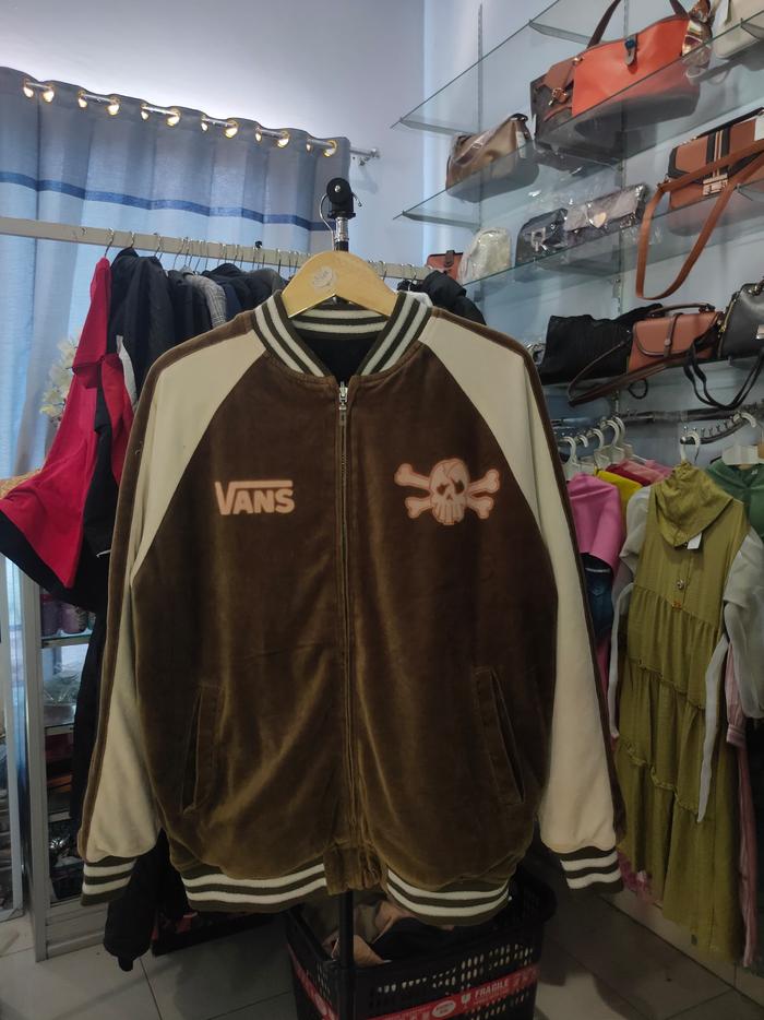 VANS SKULL JACKET VINTAGE VELVET VARSITY REVERSIBLE