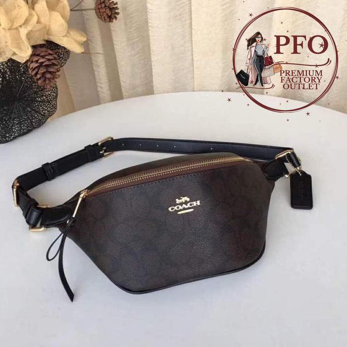 READY STOCK TAS F48740 Belt Bag Waist Signature Canvas Mahogany