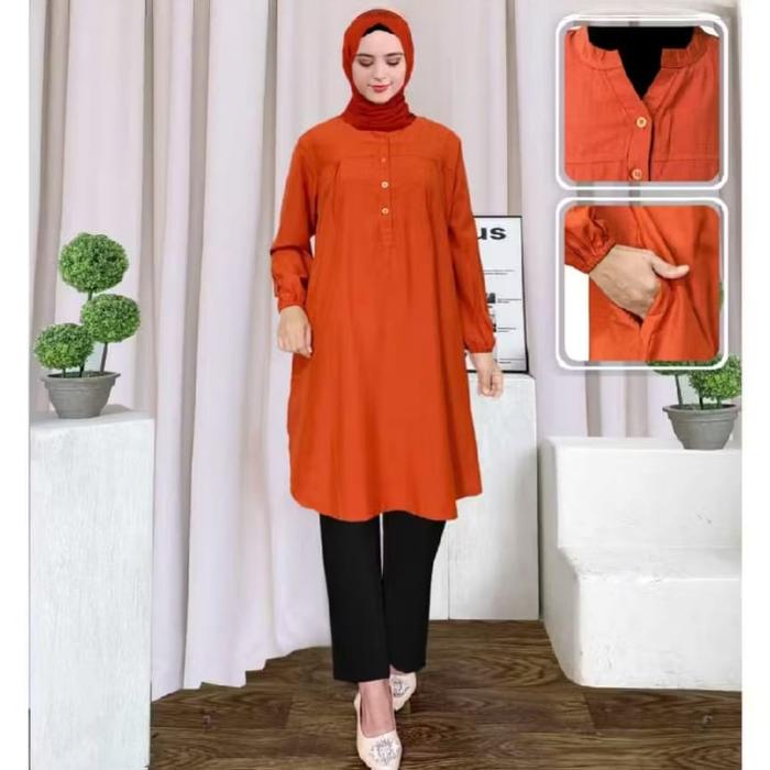 TUNIK VISCOSE POLOS JUMBO LD 106CM-130CM MERAH BATA