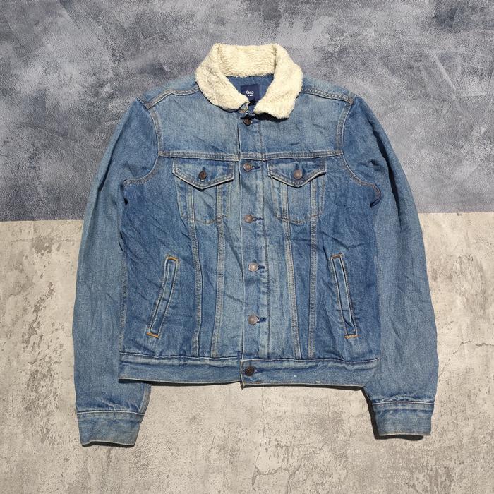 jaket denim jeans trucker gap sherpa bekas