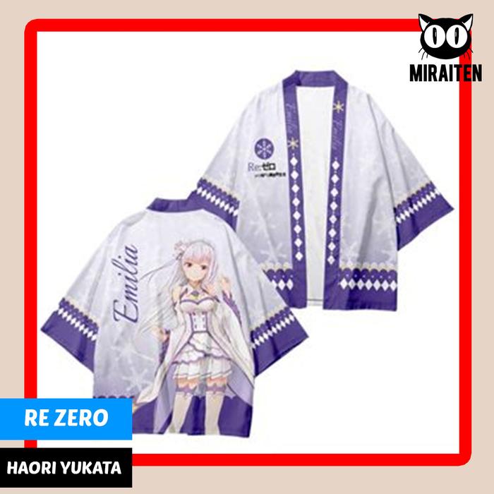 Haori yukata cardigan kimono Re Zero Kara Hajimeru Isekai Seikatsu Emilia bahan polyester Jepang Pri