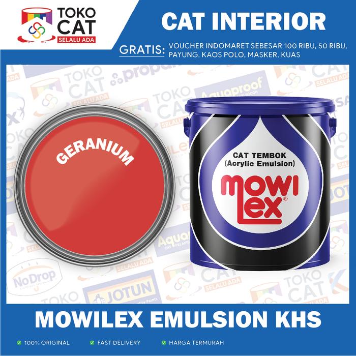 CAT TEMBOK INTERIOR // MOWILEX EMULSION KHUSUS TINTING ( GERANIUM ) 2,5 /// KEMASAN GALON