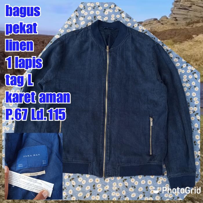 jaket work kerja casual bomber zara man linnen