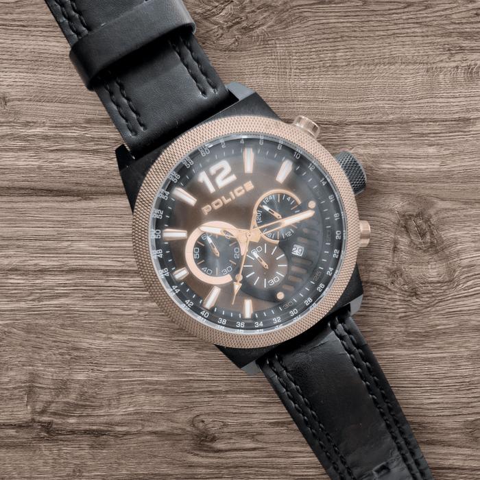 Police PL15529JSBBN/12 chrono black jam tangan cowok original