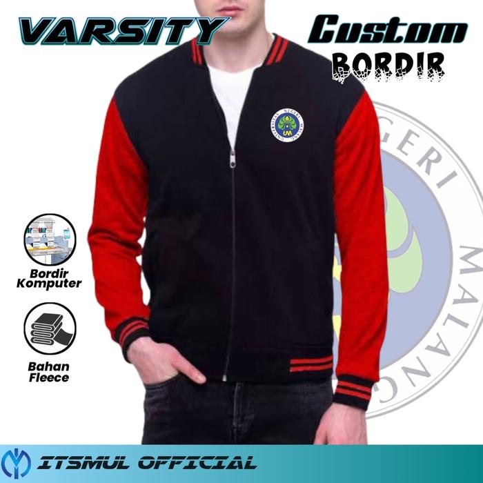 Jaket Varsity Baseball Universitas Negeri Malang Bordir Jaket UNM Malang