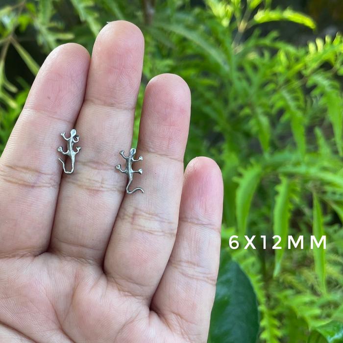 Anting Earrings Sumpel Stud Tusuk Perak Silver Bali Motif Cicak Asli 925