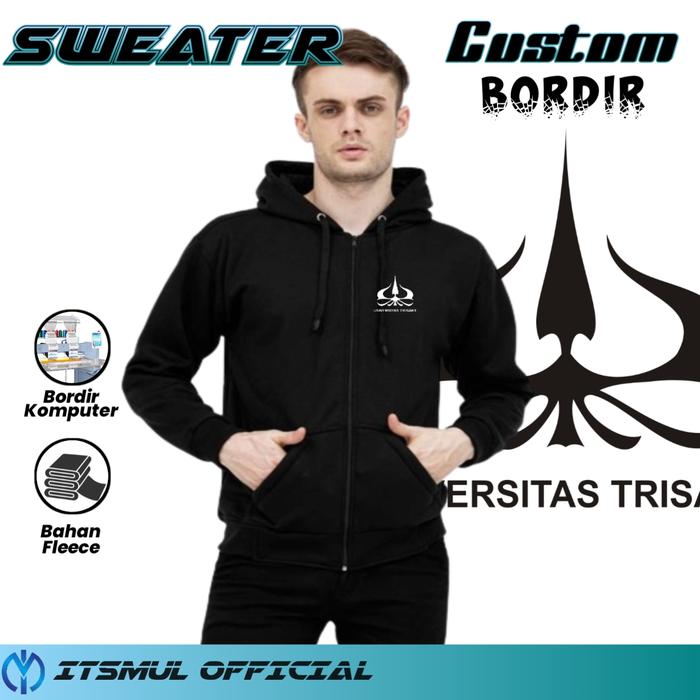 Jaket Hoodie Zipper Universitas Trisakti Bordir