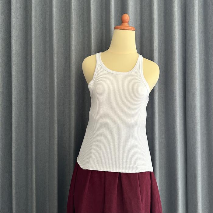 𝙋𝙍𝙀𝙇𝙊𝙑𝙀𝘿 Cotton On White Knit Ribbed Tank Top Sport Inner Daleman Wanita Branded Olahraga