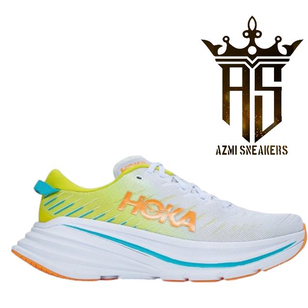 Sepatu Hoka Women One Bondi 7 White Green Store Guarantee 100% BINIB