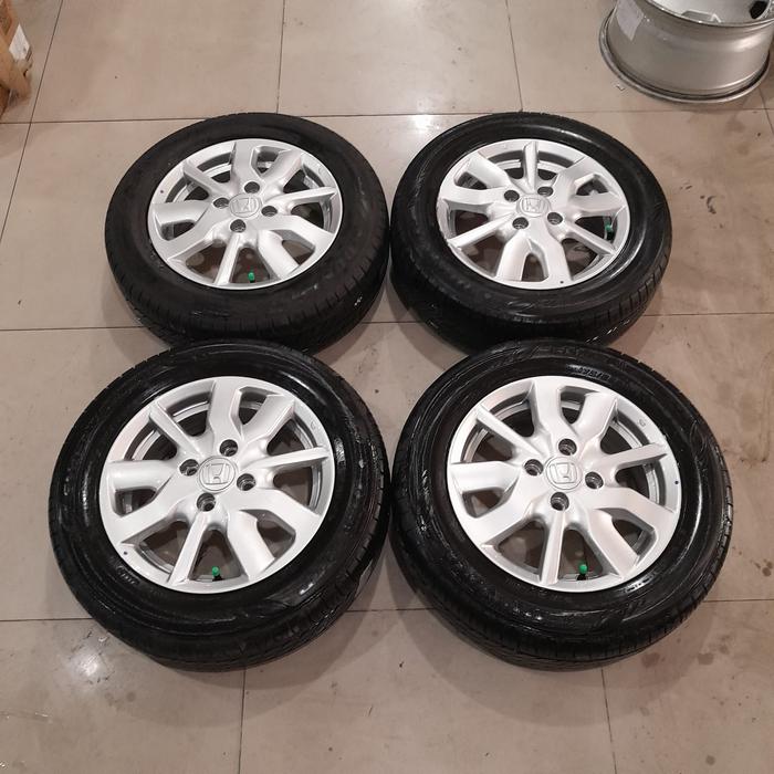 Velg Mobil Bekas Oem New Brio Satya Ring 14 Lebar 5 Pcd 4x100 Ban Dunlop 175/65 R14