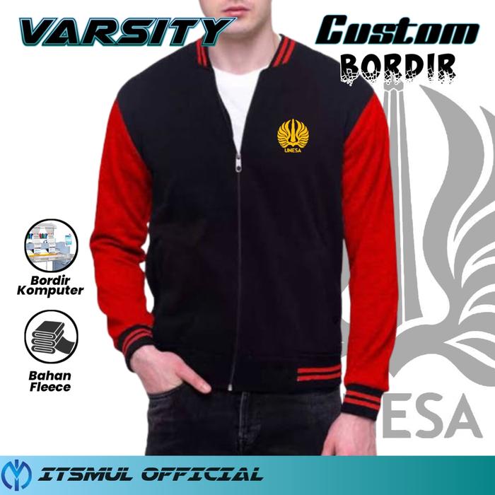Jaket Varsity Baseball Universitas Negeri Surabaya Bordir Jaket UNESA Bordir