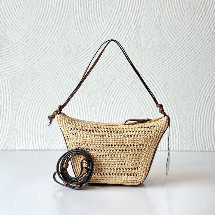 bag LW tas Mini Hobo Hammock Bag In Raffia Calfskin Tan