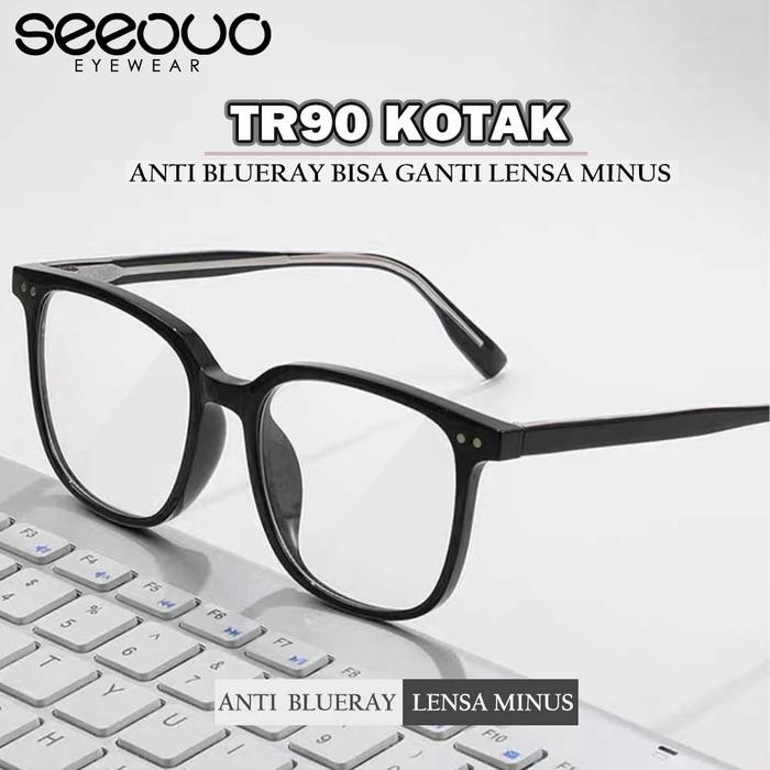 Seeouo Kacamata Anti Radiasi Blueray Style Model Kotak Bahan Tr90 Ringan Fashion Pria Wanita Bisa Le