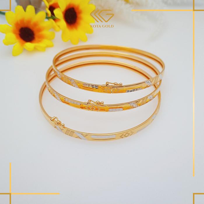 Gelang Keroncong Emas Muda 6K (300) dan 8K (375) Gelang Polos Ukir Kode GB404B