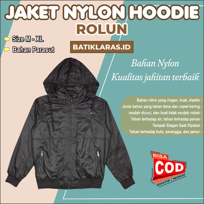 Rolun - Jaket Nylon Hoodie Pria Dark Brown JK0638
