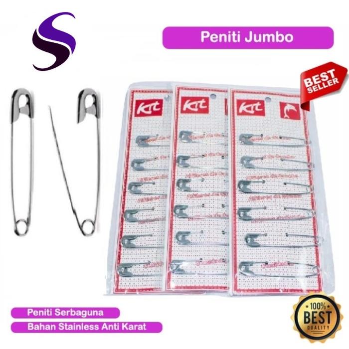 Peniti Besar Kecil Cantel Kasur Peniti Jilbab Jumbo Tebal Kuat Silver - Kecil 1 Renteng