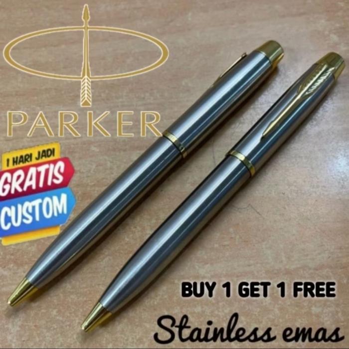 Buy 1 Get 1 Free Pen Parker Couple Silver Gold Free Grafir Nama / Logo