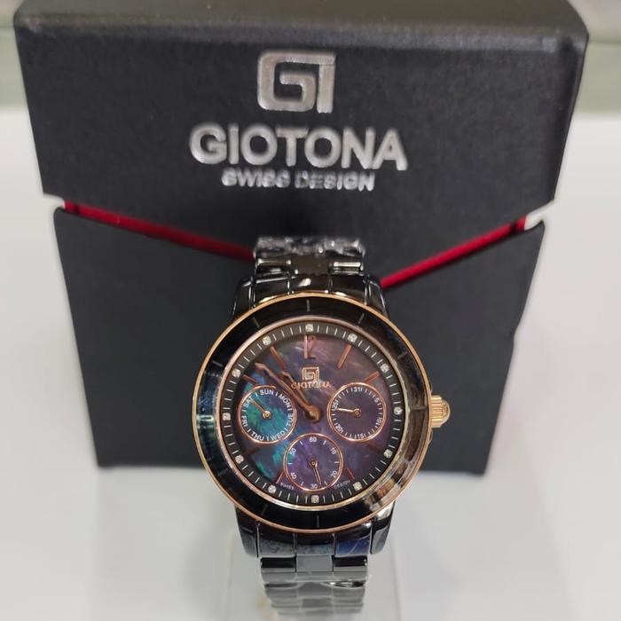 jam tangan wanita giotona multi fungsi ceramic black