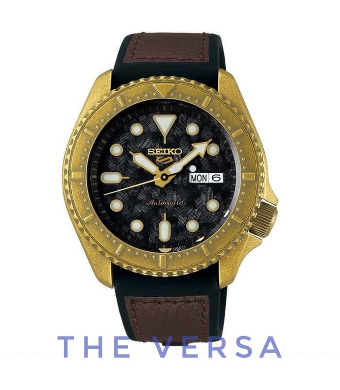 Seiko 5 Sports SRPE80K1 Black Dial Brown Polyurethane Strap SRPE80