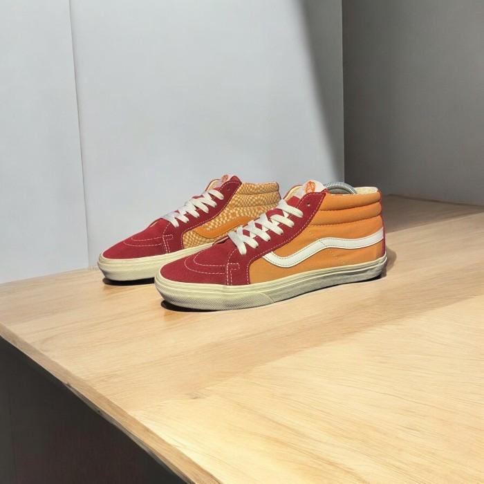 Sepatu Vans Sk8 Mid Reissue Warp Check Chili Pepper Amberglow Size 42 Second Original Resmi PT Navya