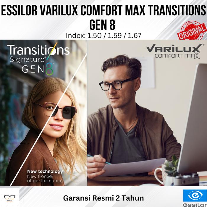 Lensa Essilor Progresif Varilux Comfort Max Transitions Gen 8