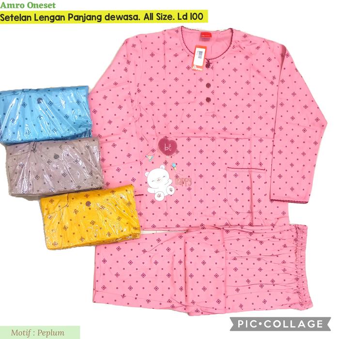 Setelan wanita lengan panjang amro oneset piyama baju tidur one set pp
