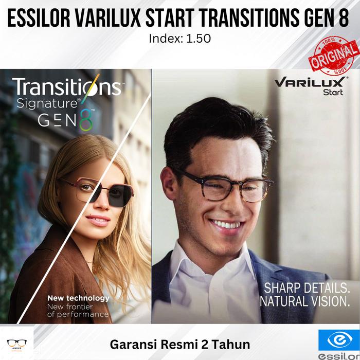 Lensa Kacamata Essilor Progresif Varilux Start Transitions Gen 8