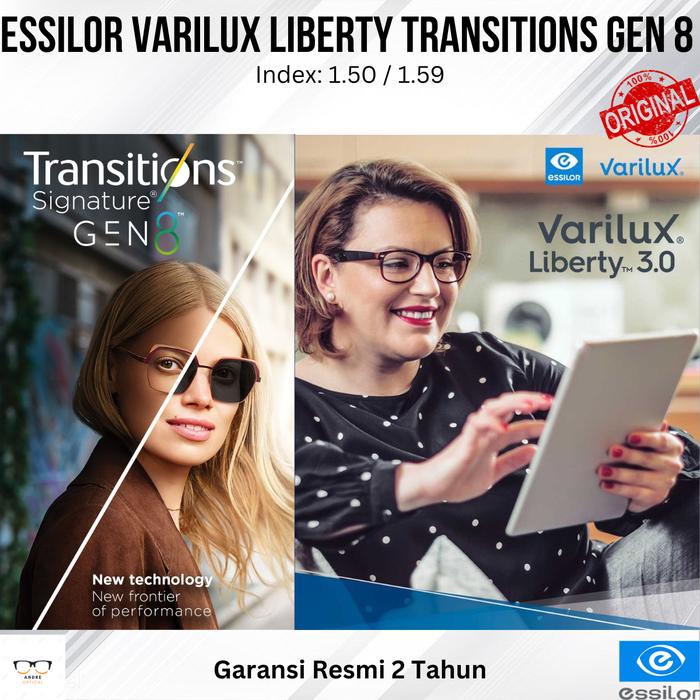Lensa Kacamata Essilor Progresif Varilux Liberty 3.0 Transitions Gen 8