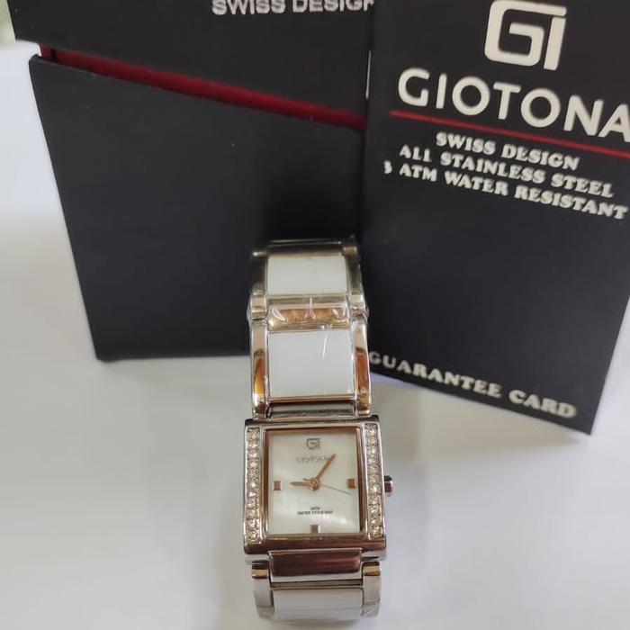 jam tangan fashion giotona wanita rantai kombinasi ceramic putih