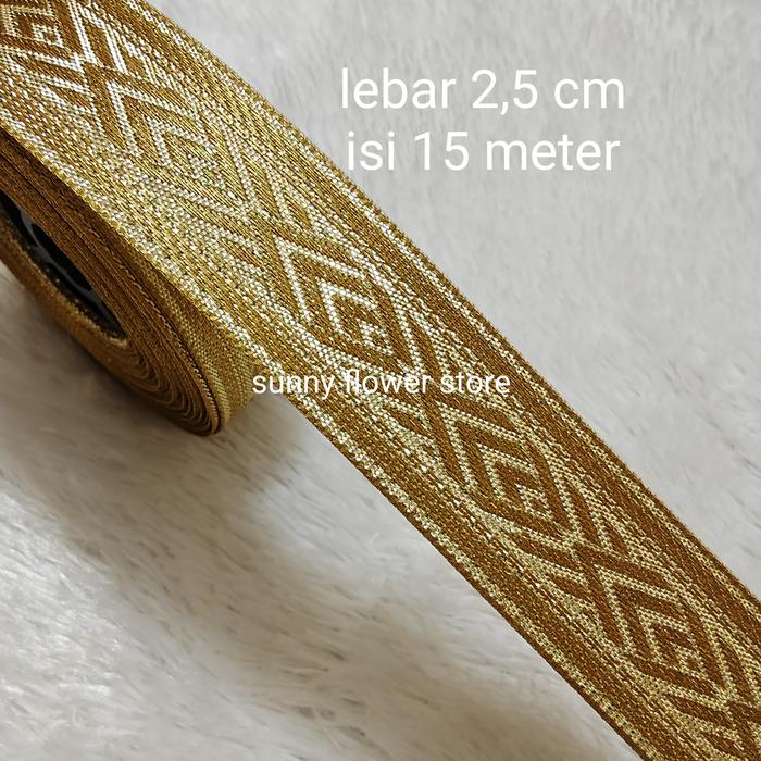 RENDA GAMIS/GAMIS BORDIR GOLD SILVER LEBAR 2,5 cm