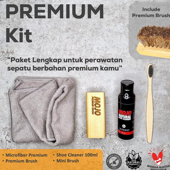 BEST PREMIUM KIT - MOJO SHOE CLEANER / CAIRAN PEMBERSIH SEPATU / SABUN CUCI / PAKET LENGKAP STARTER 