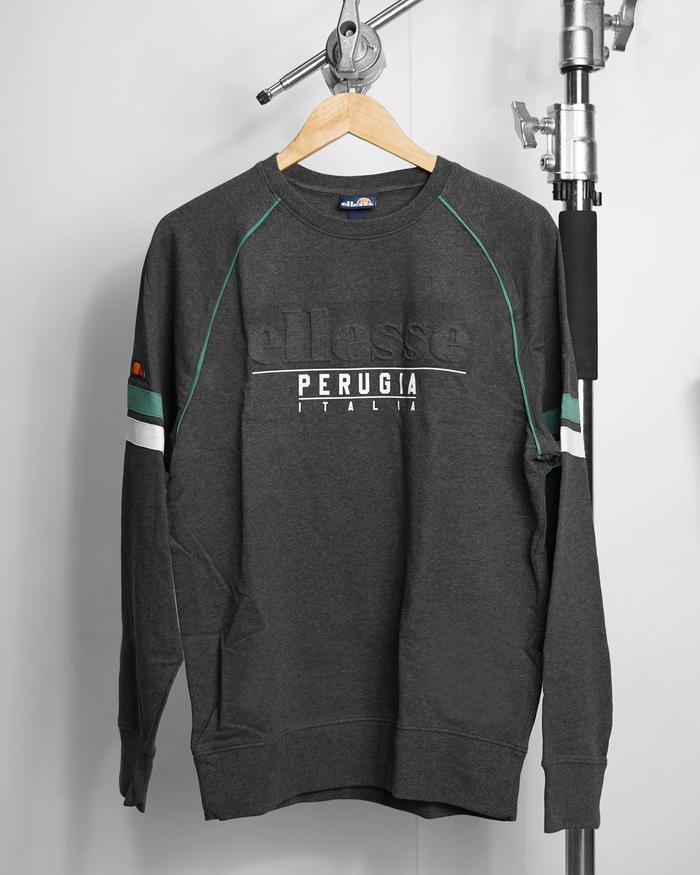 Baju lengan Panjang / Sweater / ELLESSE Perugia Italia Raglan Sweatshirt Dark Melange Original
