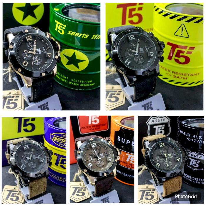 Jam Tangan Pria Fashion T5 H3638G Original Tanggal Dan Chrono Aktif
