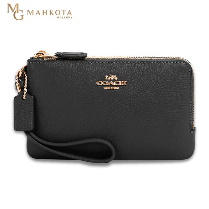Dompet Wanita Coach 6649 Double Corner Zip Wristlet in Black