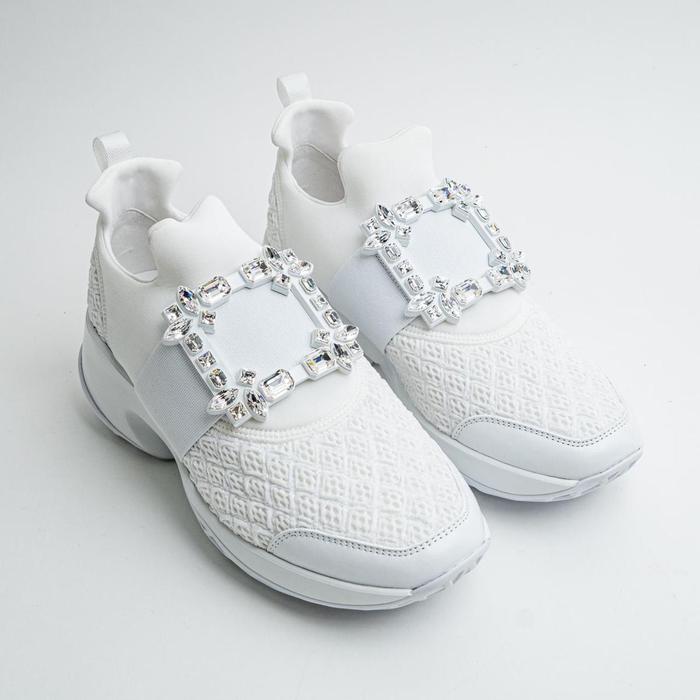 Roger Vivier Viv' Run Strass Buckle Sneakers White