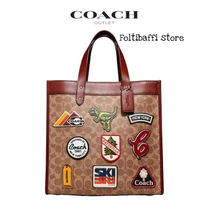 TAS SELEMPANG WANITA CH C6846 FIELD TOTE BAG SHOULDER BAG W PATCHES