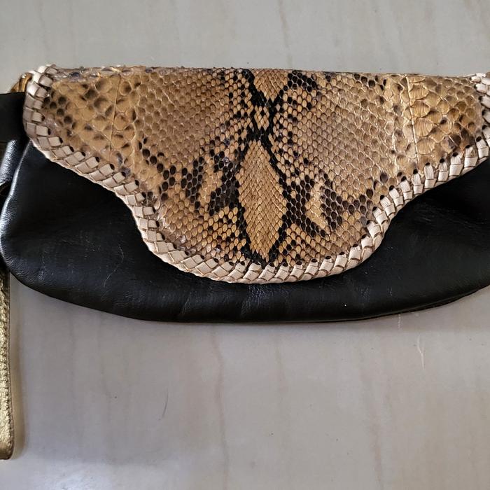 preloved clutch tas kulit sapi mix kulit ular