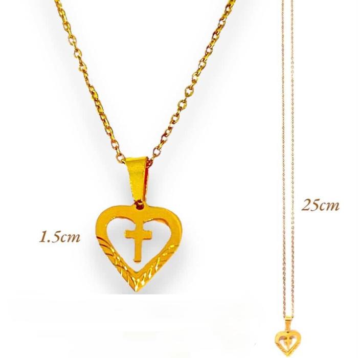 Kalung Salib Love Ring 1.5cm M33/5 - Kalung Salib Titanium - Liontin Salib Titanium