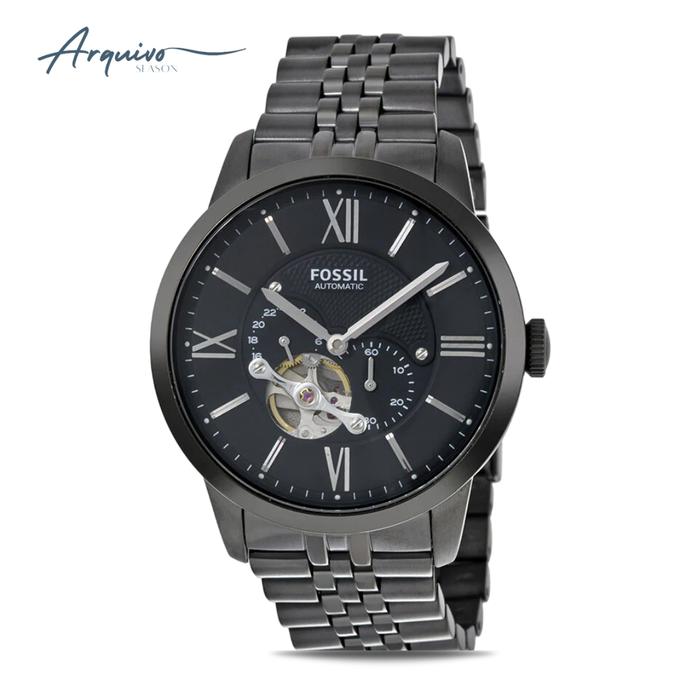 Jam Tangan Pria Fossil Townsman Automatic Chronograph Black Stainless Steel Mewah Original ME3062