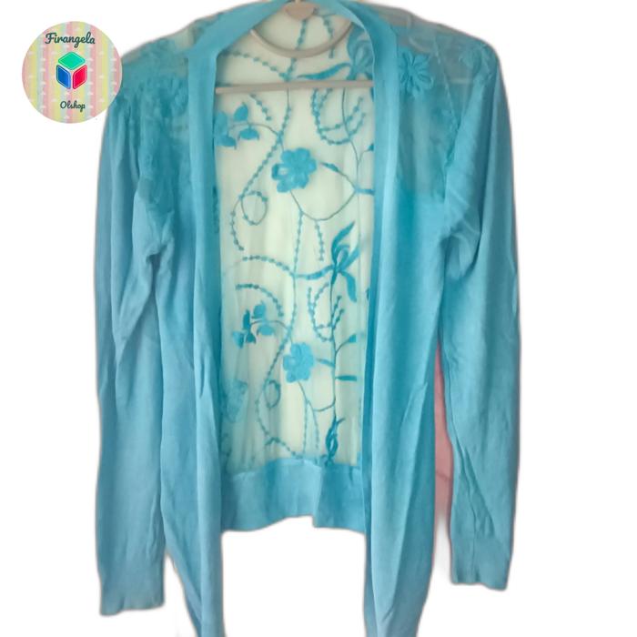 jaket cardigan brukat biru