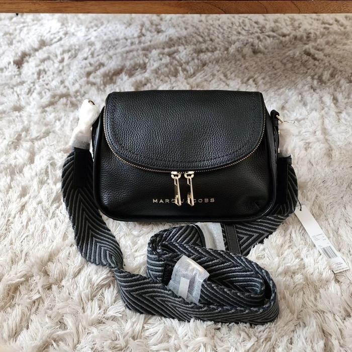 tas wanita mj groove webbing strap mini messenger black ej