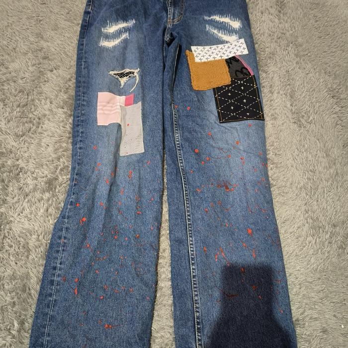 celana baggy sashiko merk Giordano