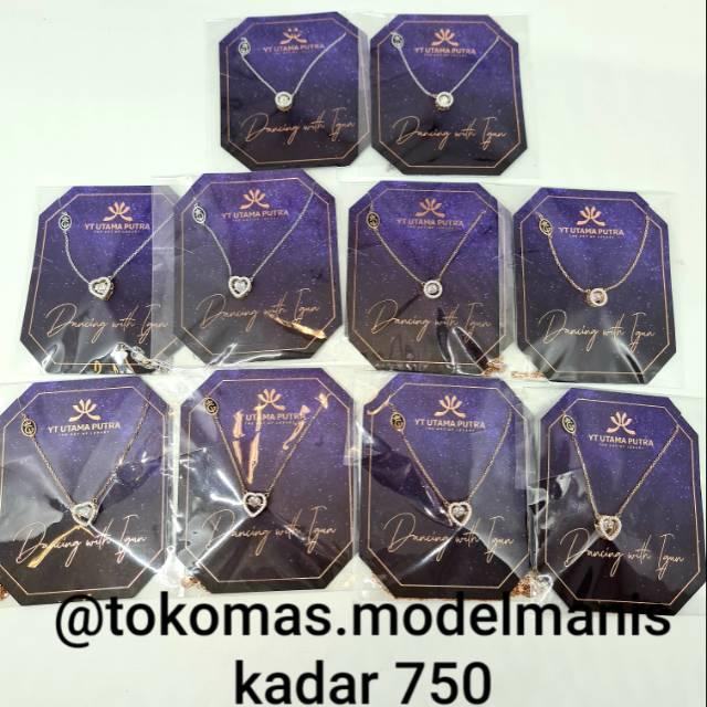 Kalung Emas dancing stone dancing with Igun emas putih rosegold kadar