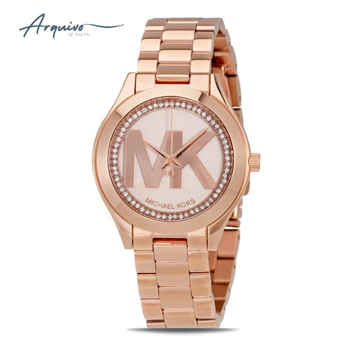Jam Tangan Michael Kors Wanita Mini Slim Stainless Steel Rose Gold Mewah Original MK3549
